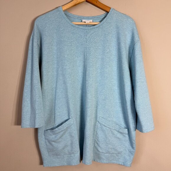 J. Jill Pure Jill Crewneck Knit Sweater Pullover Women's Large Blue Pockets Cozy - Picture 5 of 13